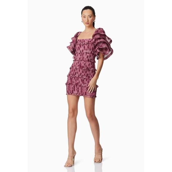 Elliatt Monica Ruffled Mini Dress in Purple - Picture 1 of 3